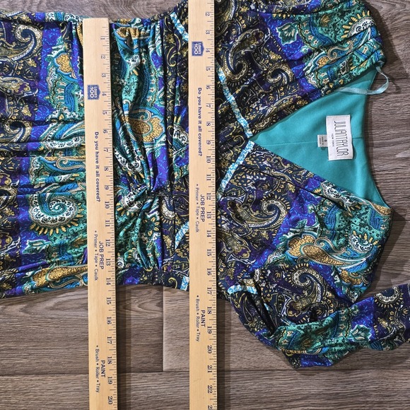 Julian Taylor NEW YORK Paisley Midi Dress Size 8 Blue Green Black‎ Long Sleeve - Picture 3 of 12